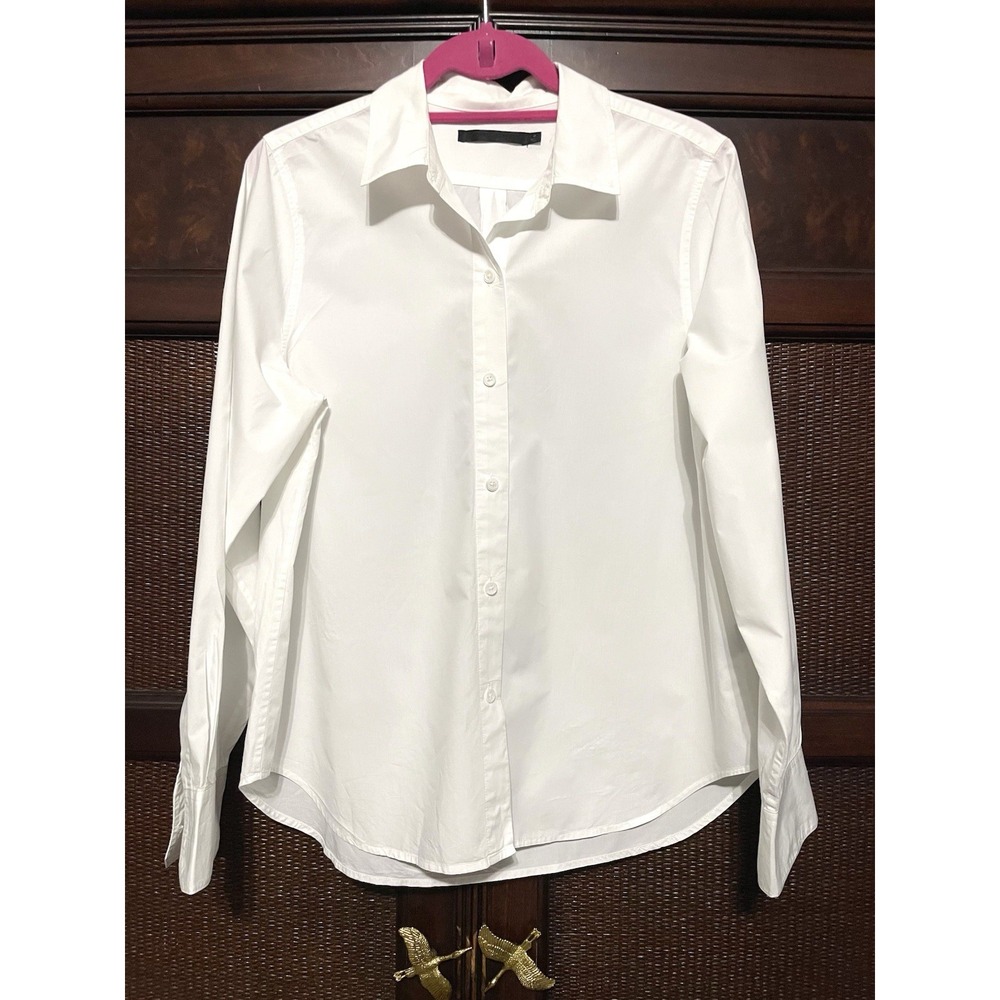 Jenni Kayne Button Up White Cotton Size M Classic Office Elegant Quite Luxury